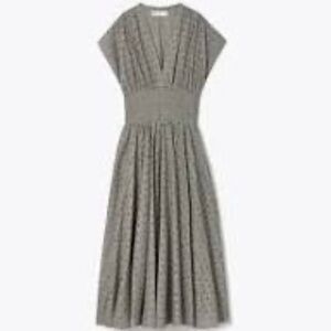 TORY BURCH  Cotton Eyelet Dress -‎ Gray Eclipse SIZE 4